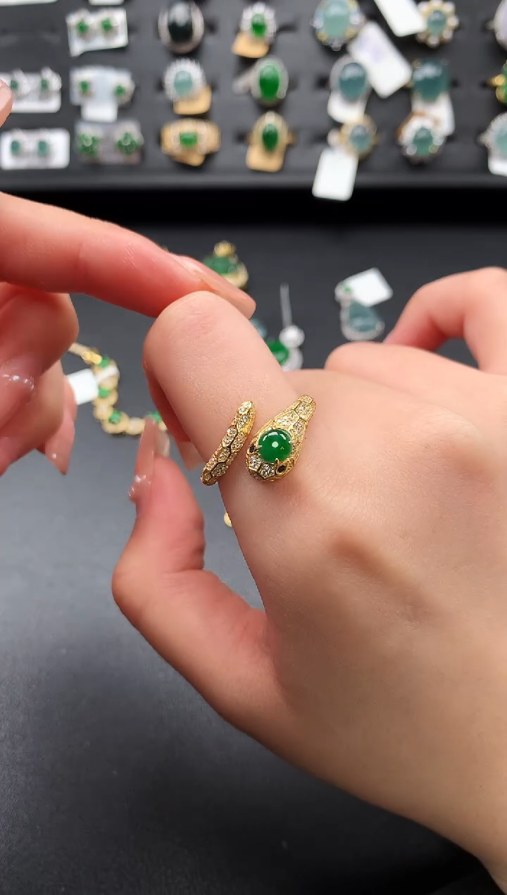 【闪购商品】翡翠戒指银S925镶嵌5211241