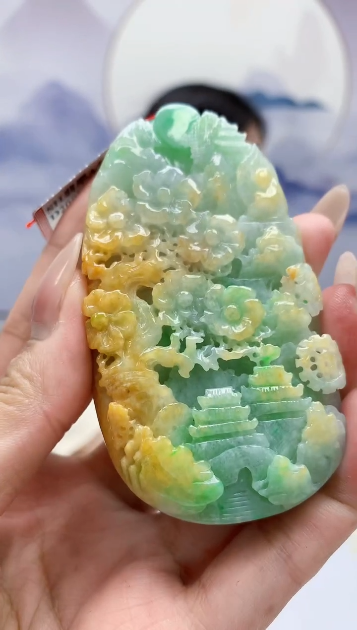 定制翡翠未镶嵌4852MM-毛货挂件99赠珠链