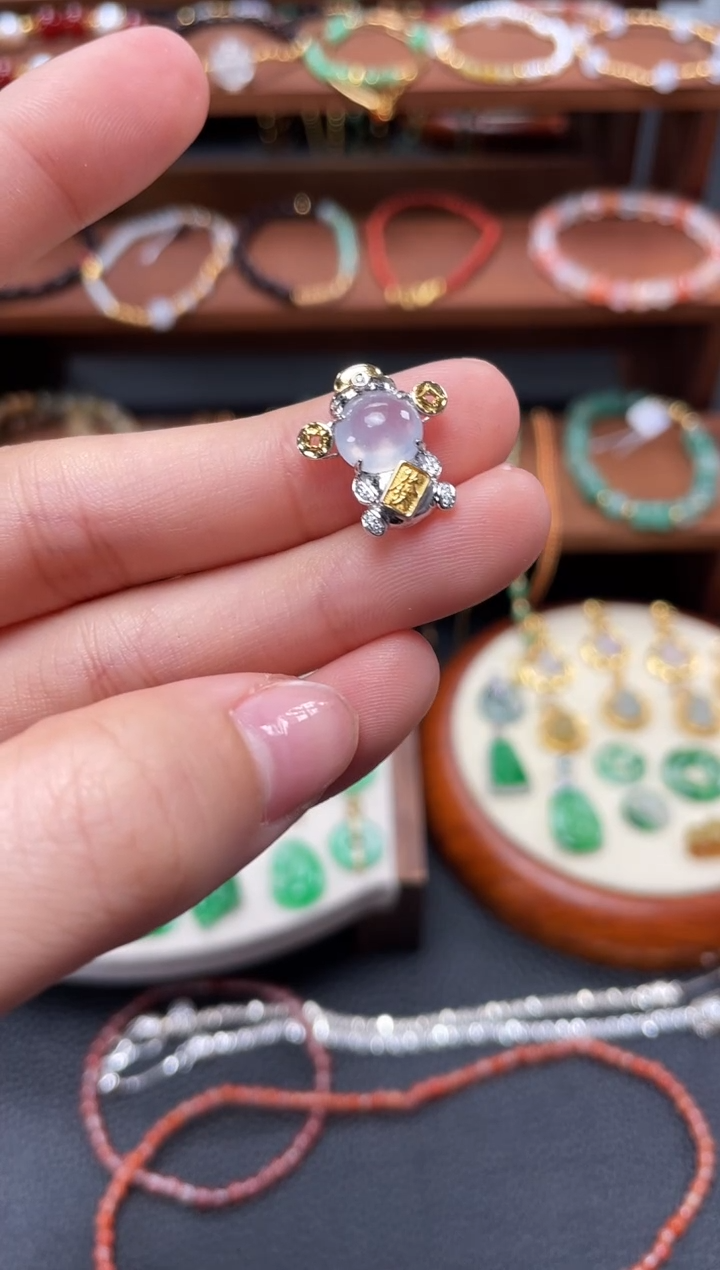 【闪购商品】翡翠吊坠(不含链)18K金镶嵌一个  JK423