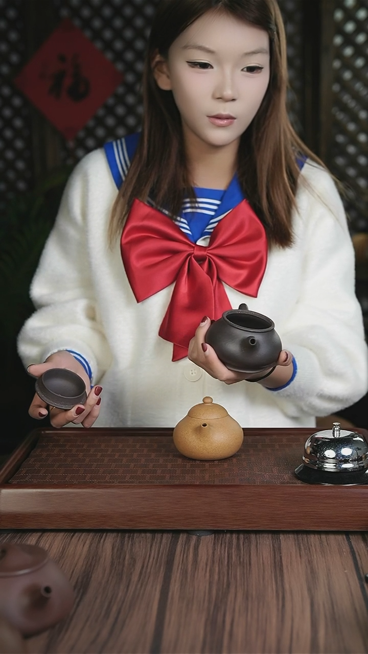 【闪购商品】紫砂茶壶粗砂 黄金段  文旦+高温天青潘壶