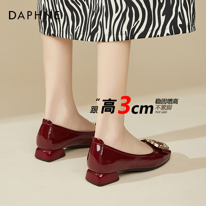 达芙妮红色单鞋女百搭粗跟高跟鞋气质风法式时尚小跟鞋2025年新款商品图