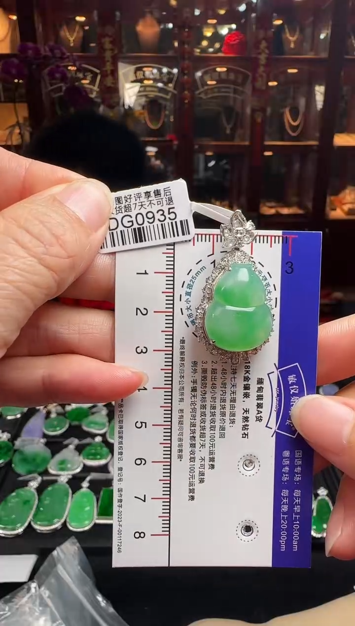 【闪购商品】翡翠颈饰18K金镶嵌DG0935冰绿葫芦