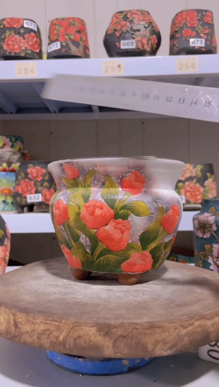 摆件76陶花岛花盆罐—手工痕迹默认，大小会有1-2公分误差