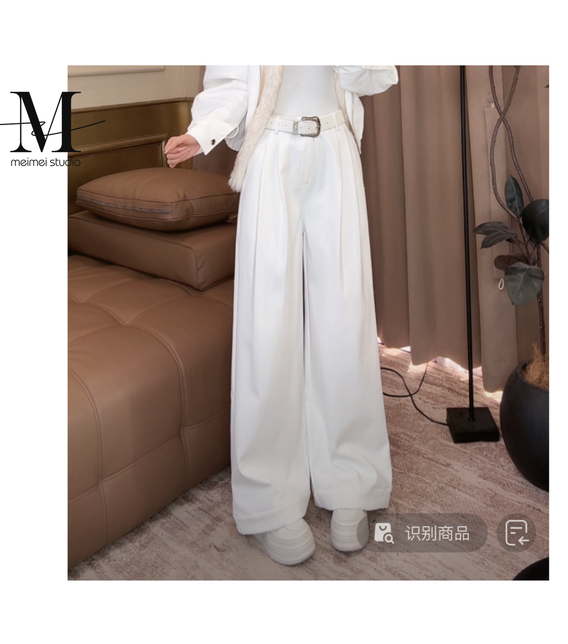  MEIMEI STUDIO冬季新款百搭时尚阔腿加绒休闲裤686-61270974    