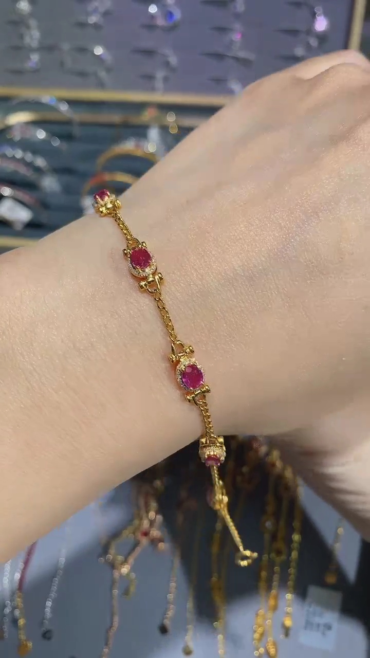 【闪购商品】红宝石手链18K金镶嵌手链