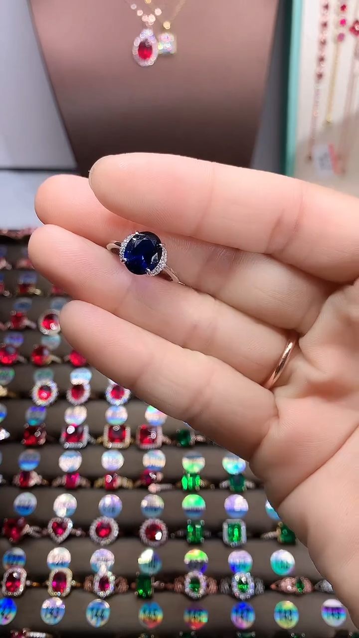 【闪购商品】蓝宝石戒指银S925镶嵌银色8.10