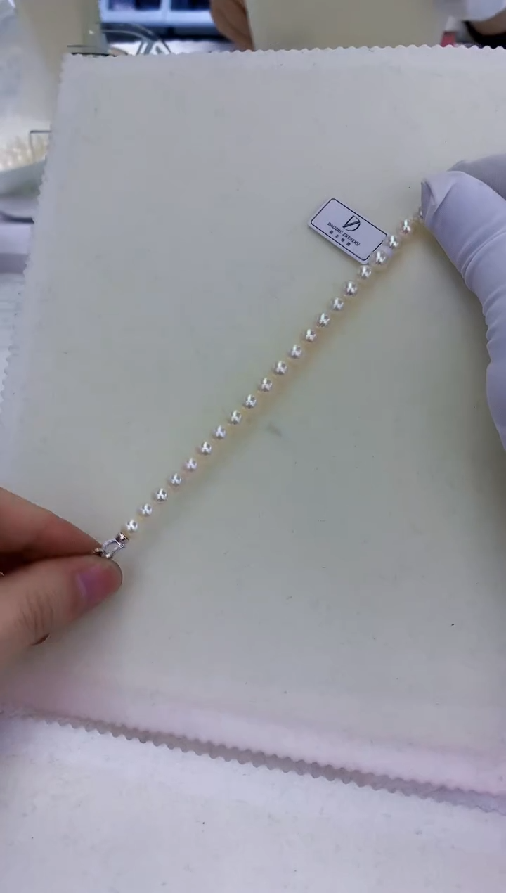 银S925镶嵌饰品海水珍珠6-7羽皇金满珠手链