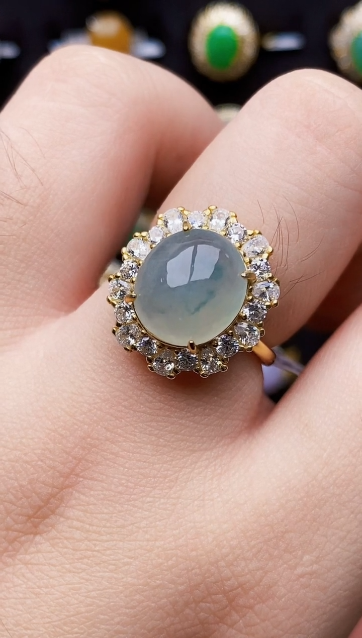 银S925镶嵌戒指翡翠7269