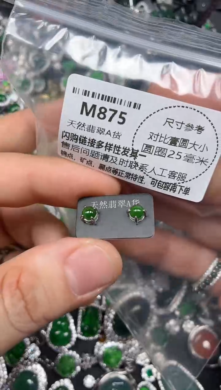 颈饰未镶嵌翡翠M875耳钉