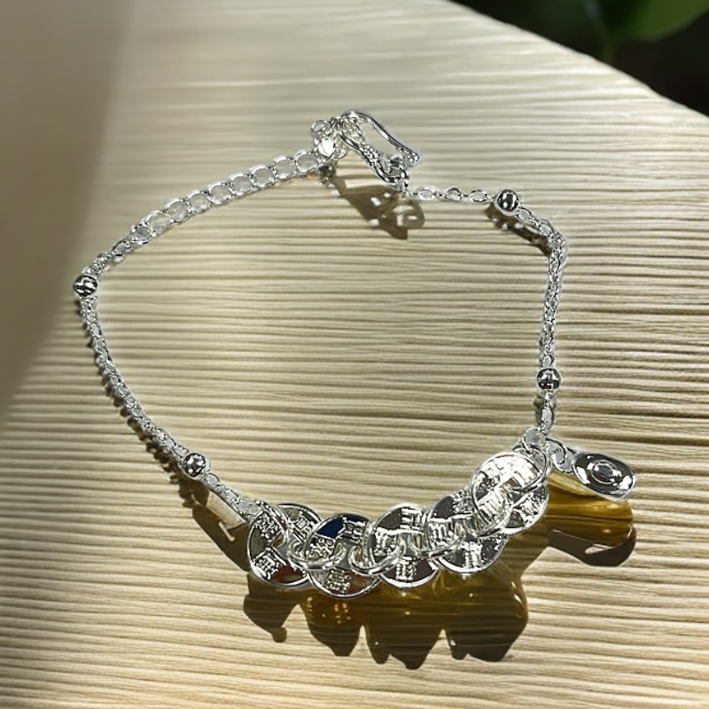 足银手链 （元宝）民族风五帝钱手链