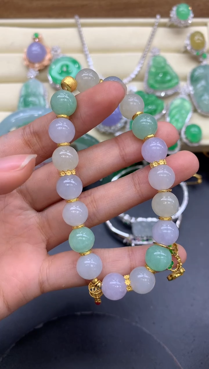 【闪购商品】翡翠手串18K金镶嵌505-中国好珍宝