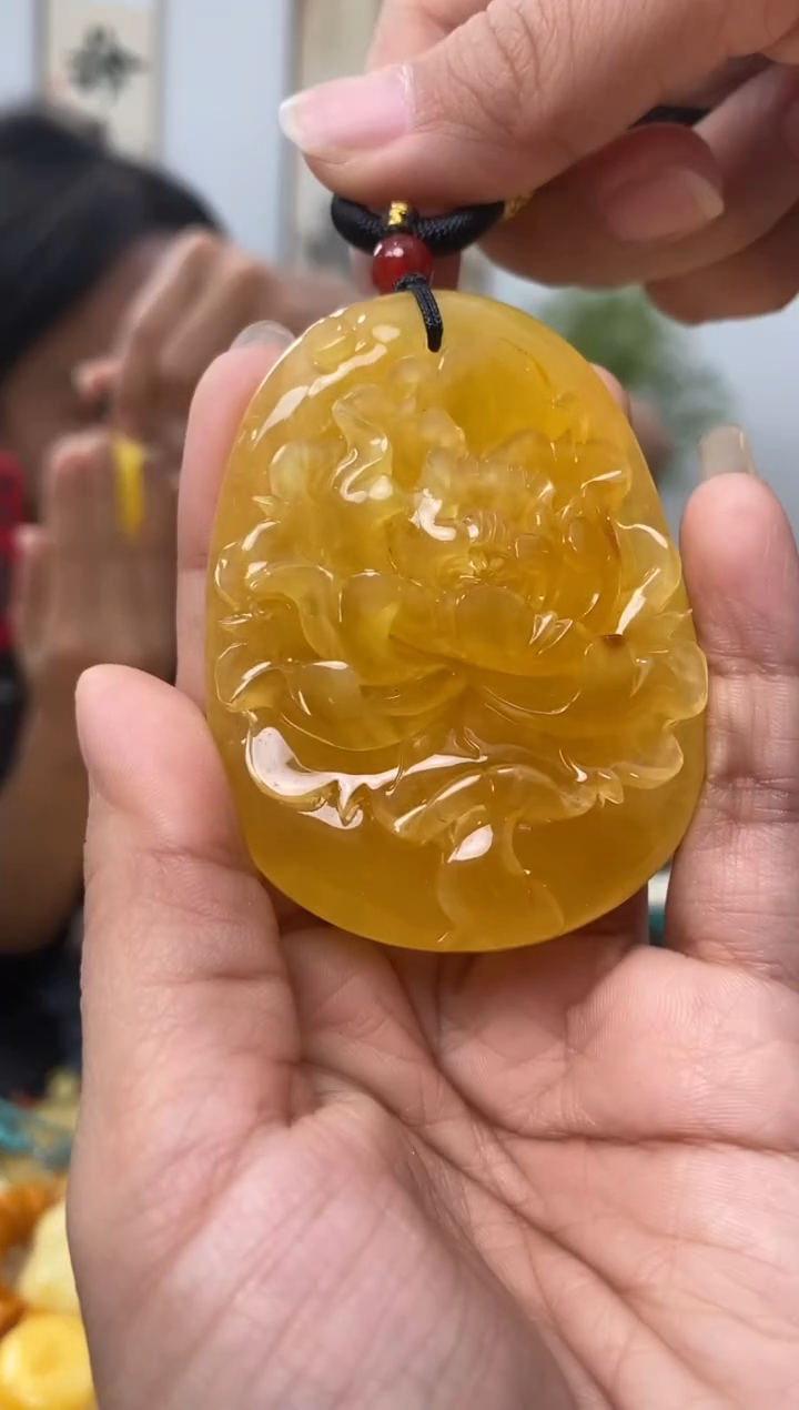 【闪购商品】琥珀裸石未镶嵌天然琥珀蜜蜡牡丹花