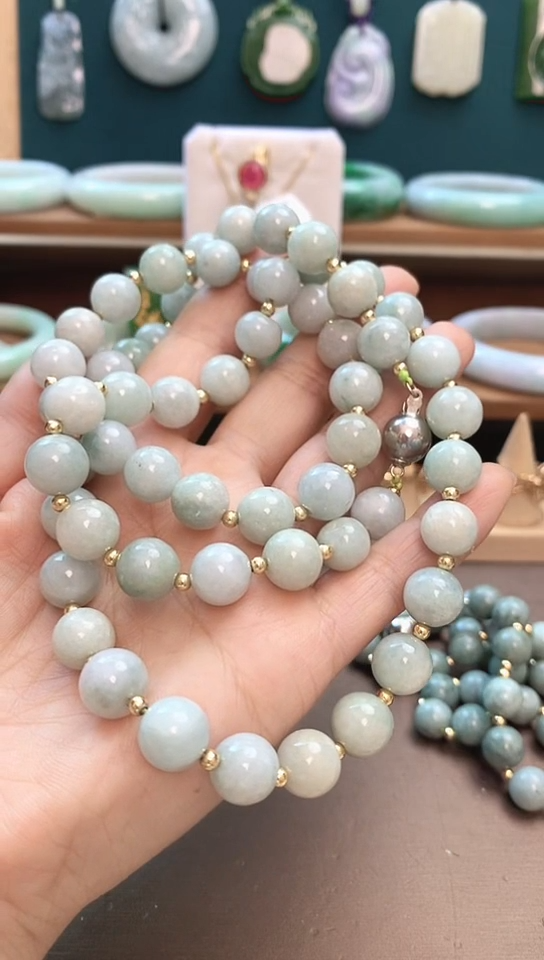 颈饰未镶嵌翡翠10mm翡翠套组项链加手链多样性发一套