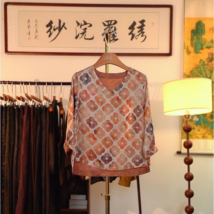 【云想陈先生-昏理菊畦】中式重工香云纱衬衫5101