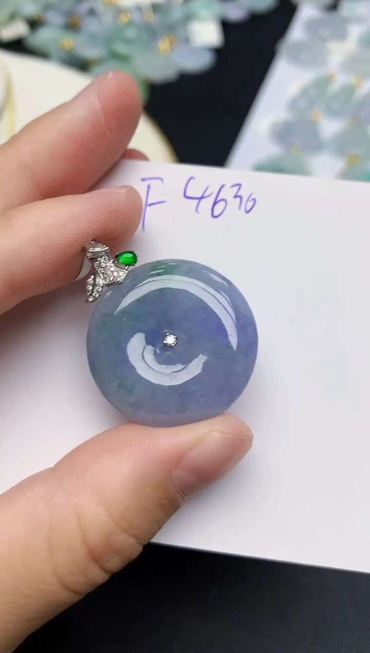 颈饰18K金镶嵌翡翠天然缅甸A货翡翠百元以上9元证书费自理