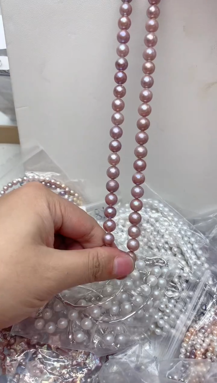项链银S925镶嵌淡水珍珠，非无暇