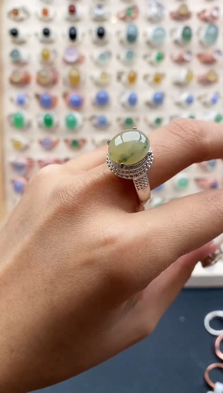 【闪购商品】翡翠戒指未镶嵌缅甸天然A货翡翠444  7+