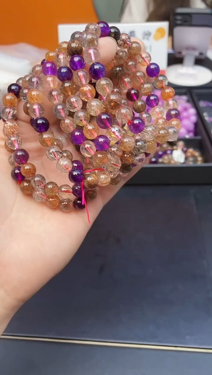水晶手串未镶嵌8满矿超七8mm