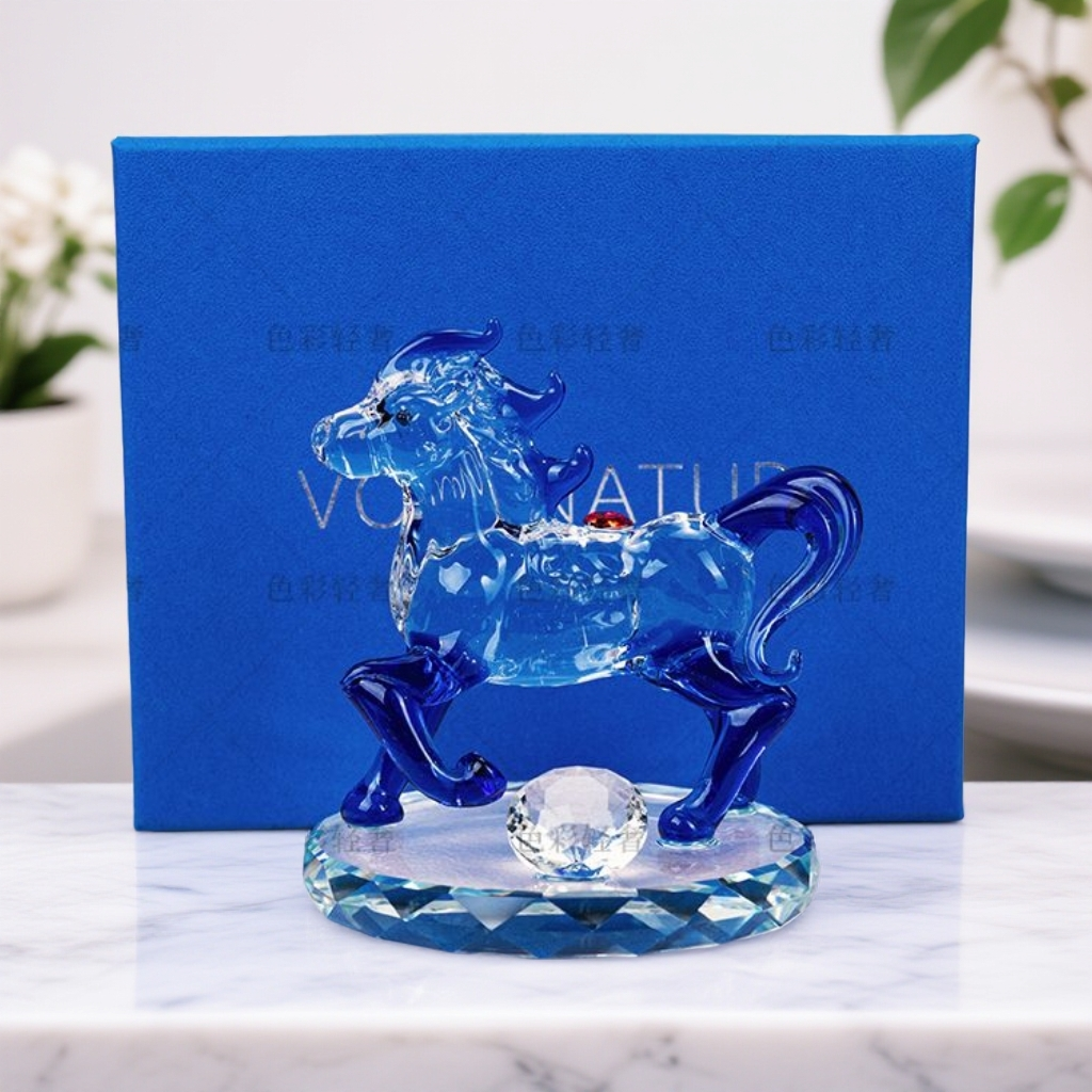 Q062 欧式简约时尚轻奢水晶生肖马摆件创意琉璃摆件