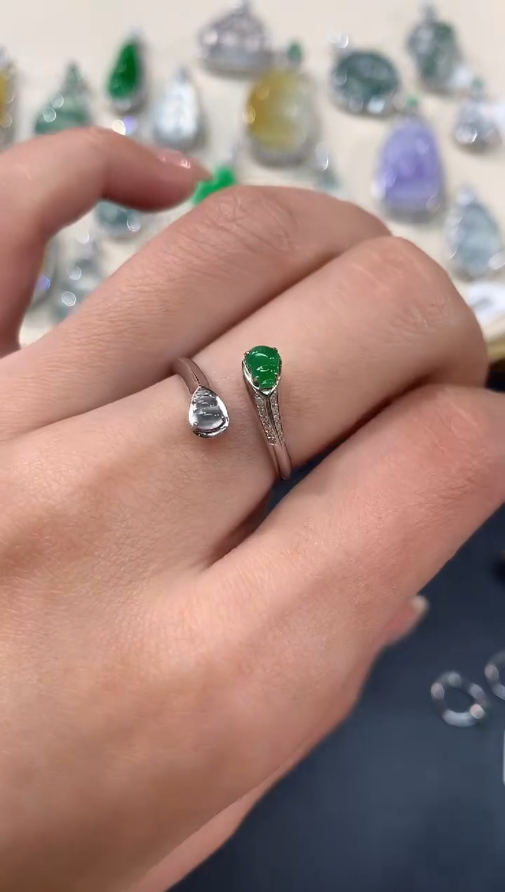 【闪购商品】翡翠戒指18K金镶嵌戒指A288|1980