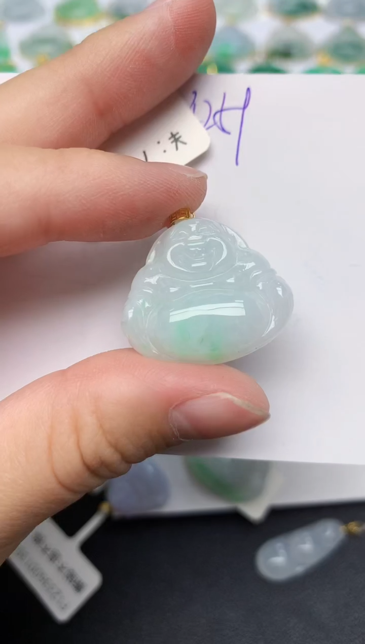 颈饰18K金镶嵌翡翠天然缅甸A货翡翠百元以上9元证书费自理