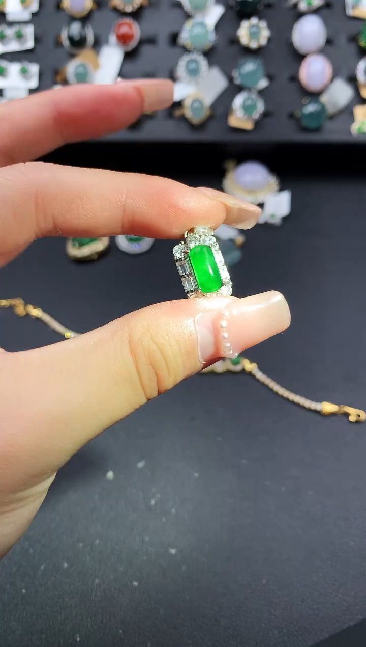 【闪购商品】翡翠戒指银S925镶嵌52141