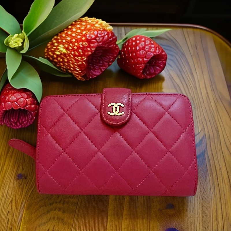 95新 Chanel/香奈儿 玫红色钱包  1170 8096
