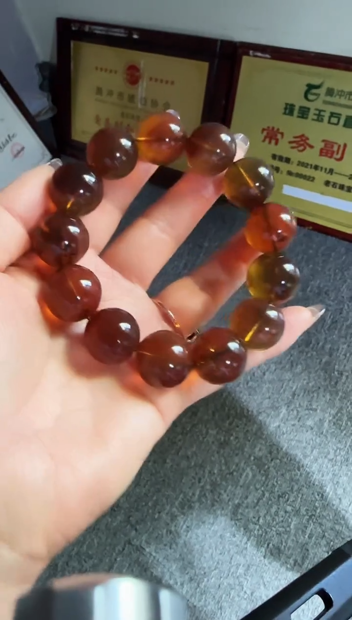 手串琥珀未镶嵌#14缅甸琥珀紫罗兰手串18mm