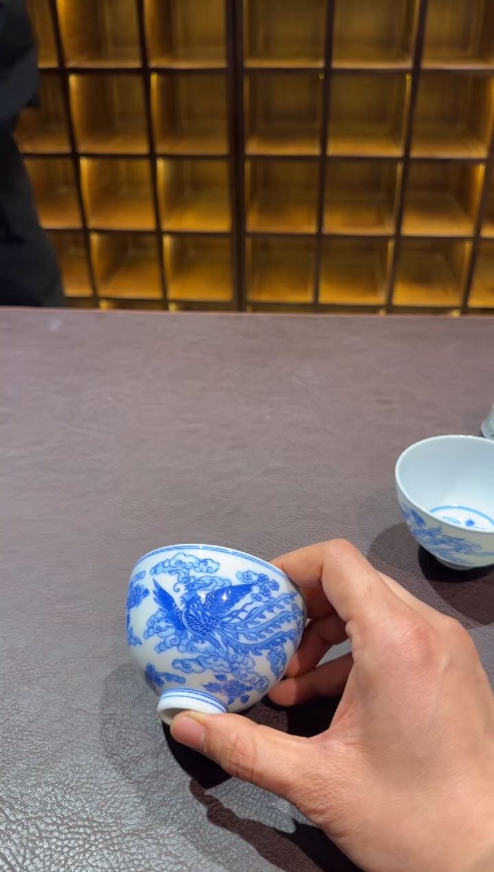 梁**安69双凤鸡心杯景德镇景德镇