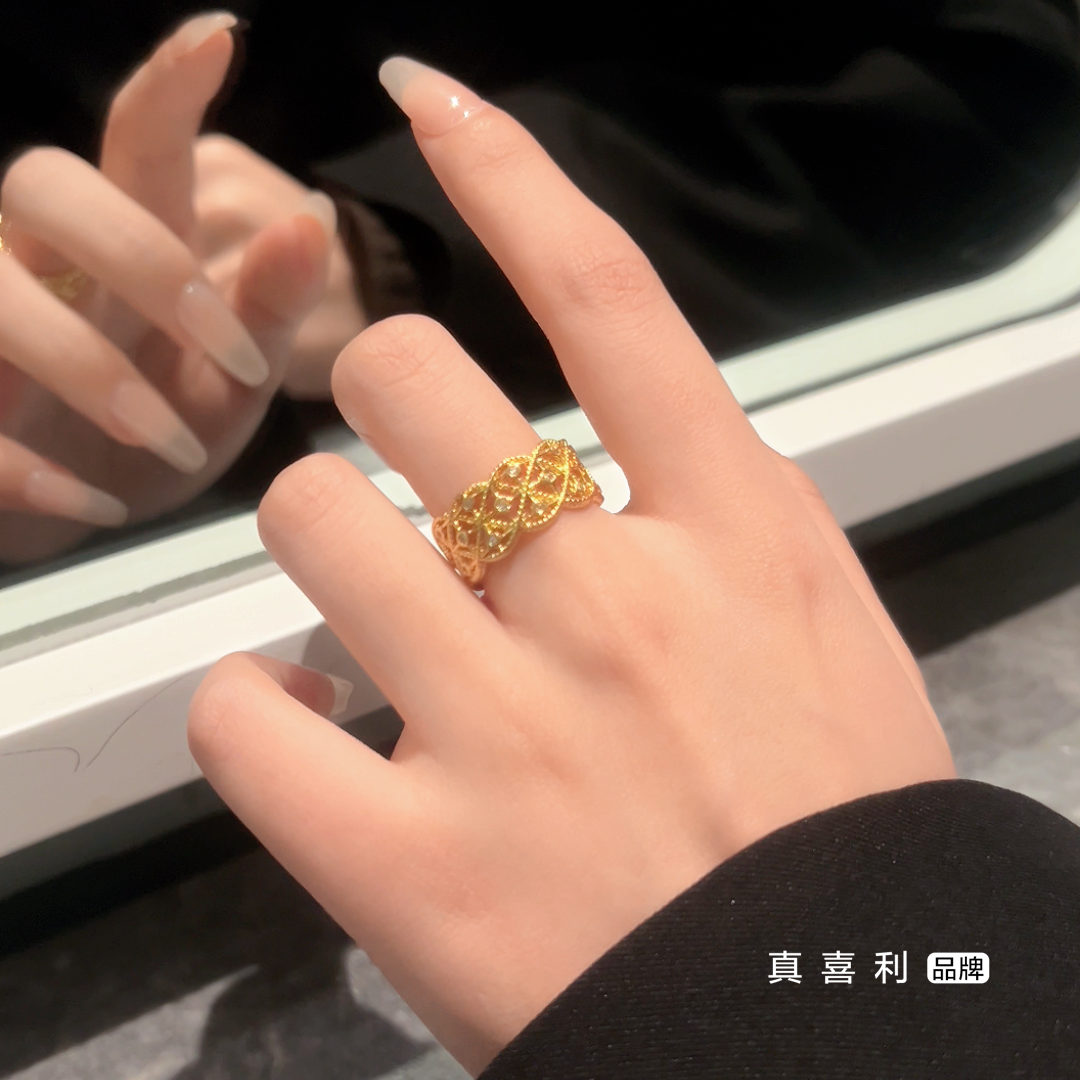  【蕾丝镂空】开口戒指 精致蕾丝镶嵌 古法戒指ins小众轻奢