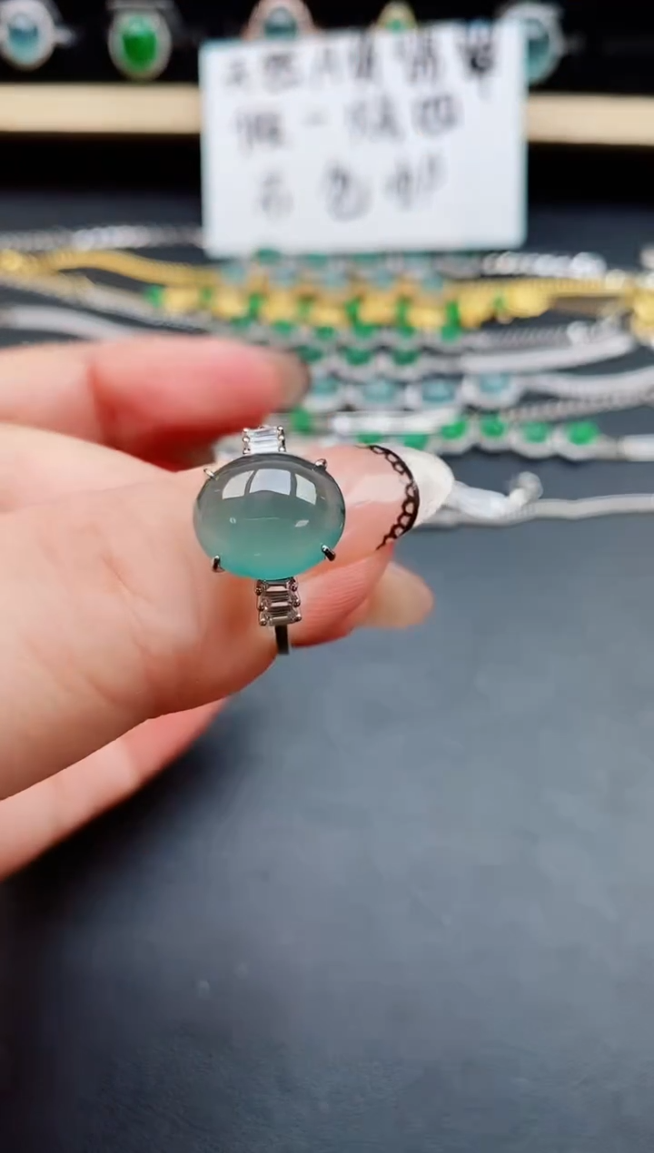 翡翠戒指银S925镶嵌50805