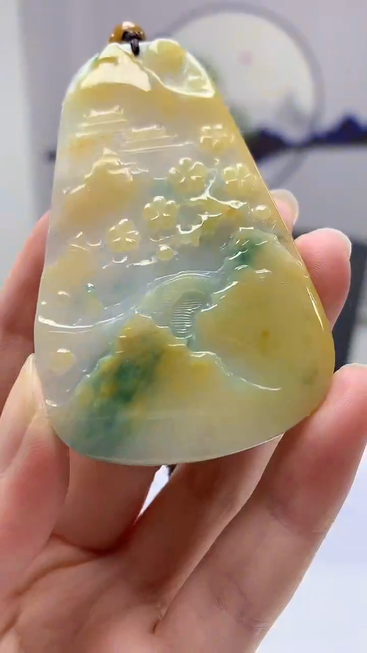 【闪购商品】定制翡翠未镶嵌0405zm-毛货挂件45山水