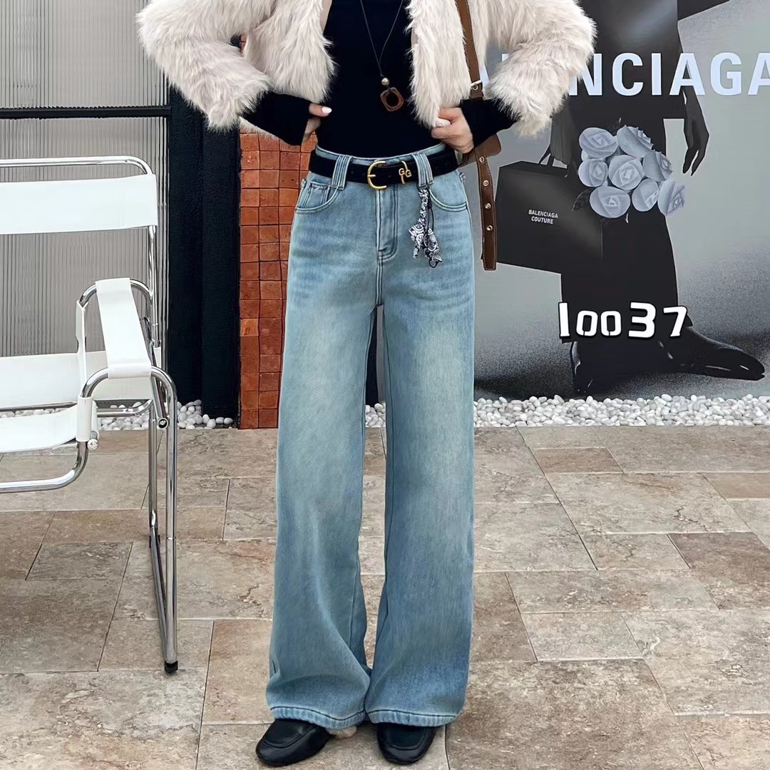 10037#冬季显瘦牛仔裤百搭秋冬休闲设计感裤子