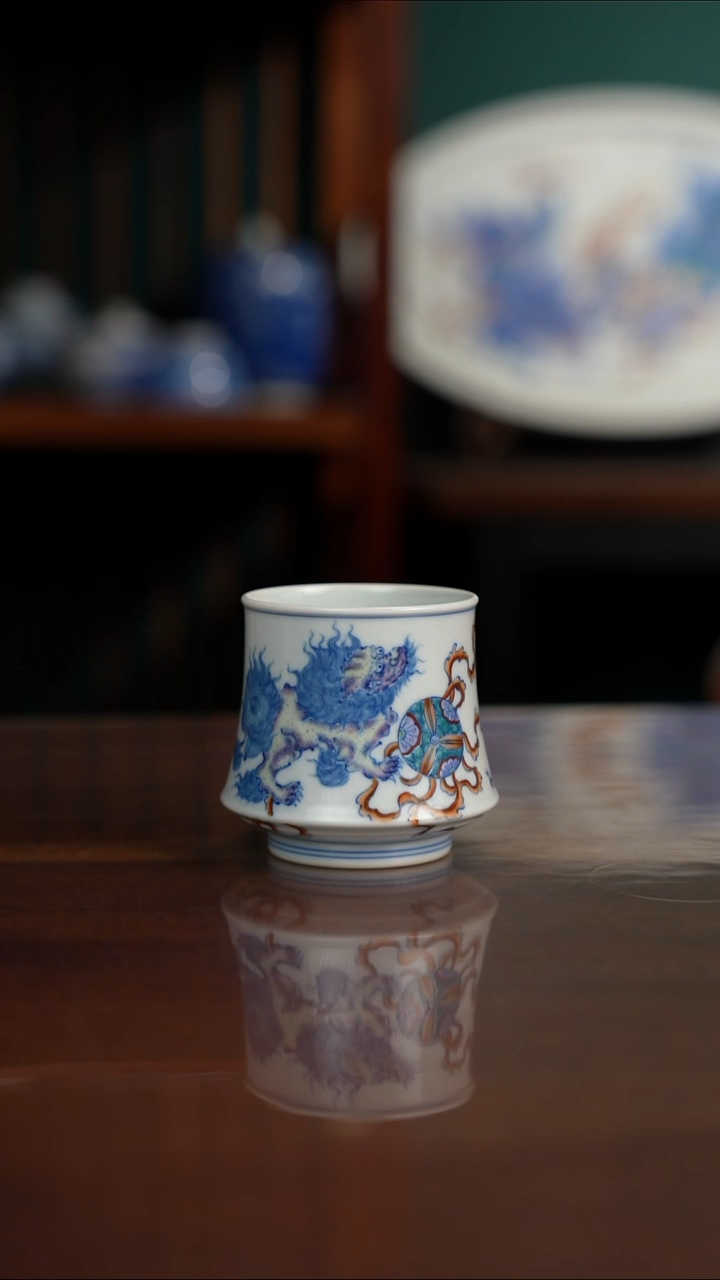 空山明月 新斗彩 双狮