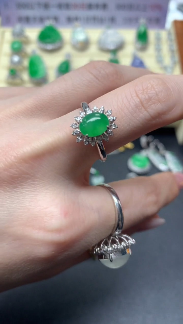 【闪购商品】翡翠戒指18K金镶嵌戒指|3800+380