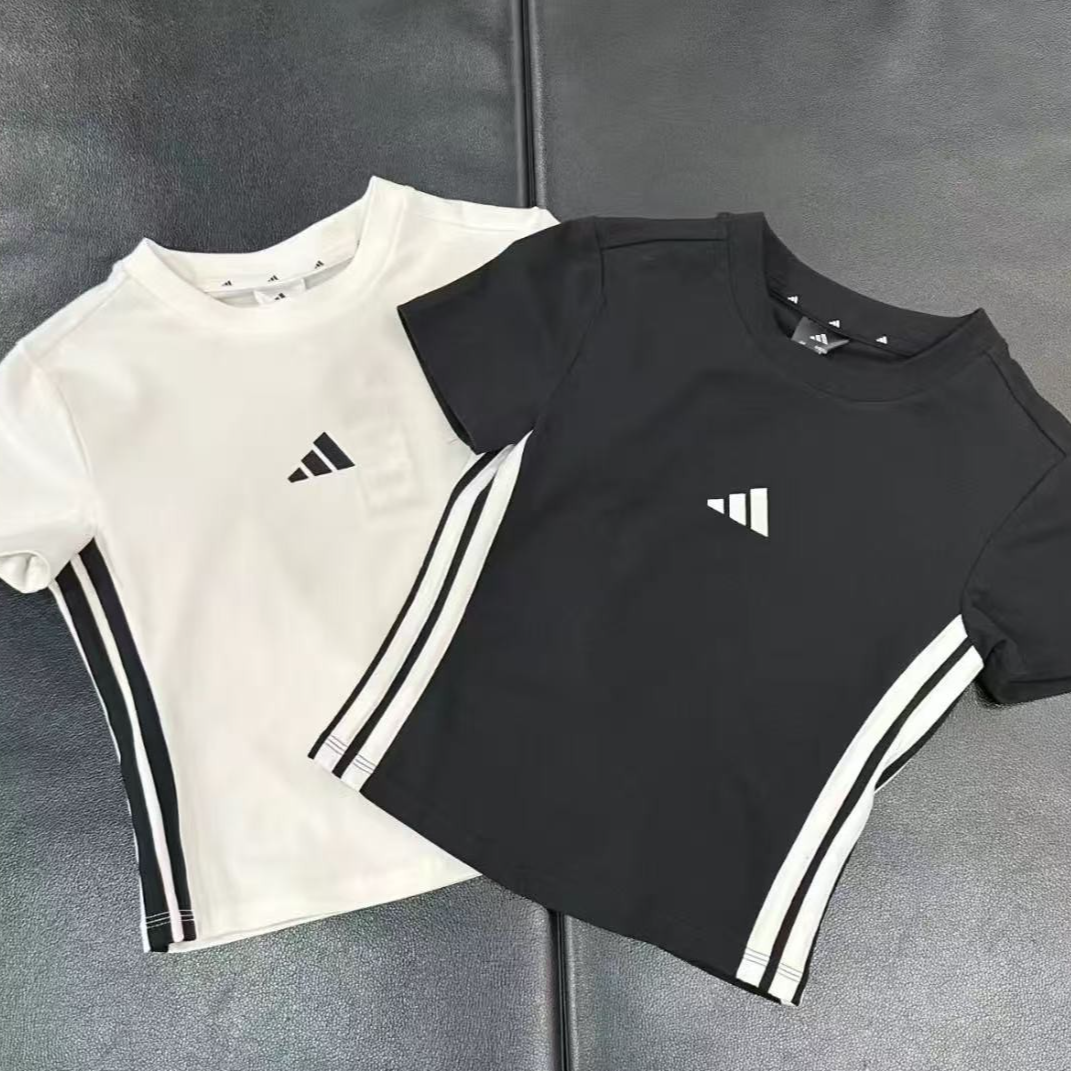 阿迪达斯女子新款运动T恤圆领时尚修身短袖 JY8571/JY8570