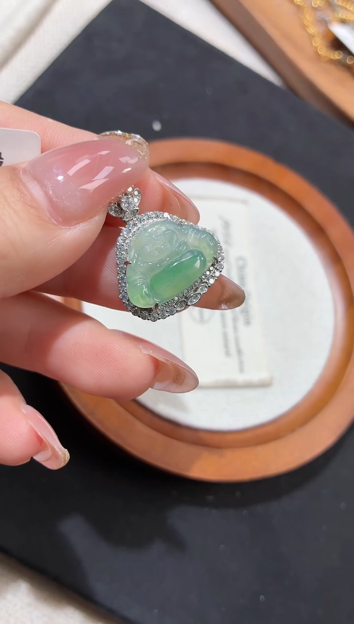 吊坠(不含链)银S925镶嵌翡翠【挽石珠宝】佛公