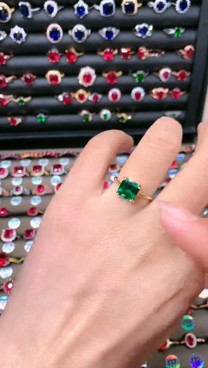 【闪购商品】透辉石戒指银S925镶嵌8金