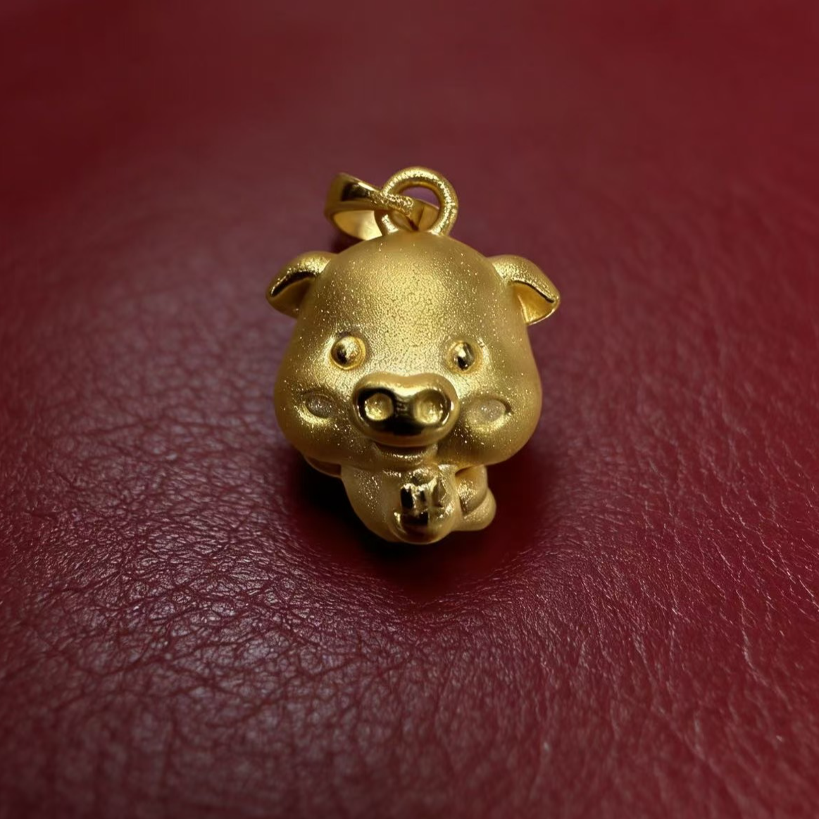 金之之黄金（足金999)  生肖猪  素金  吊坠