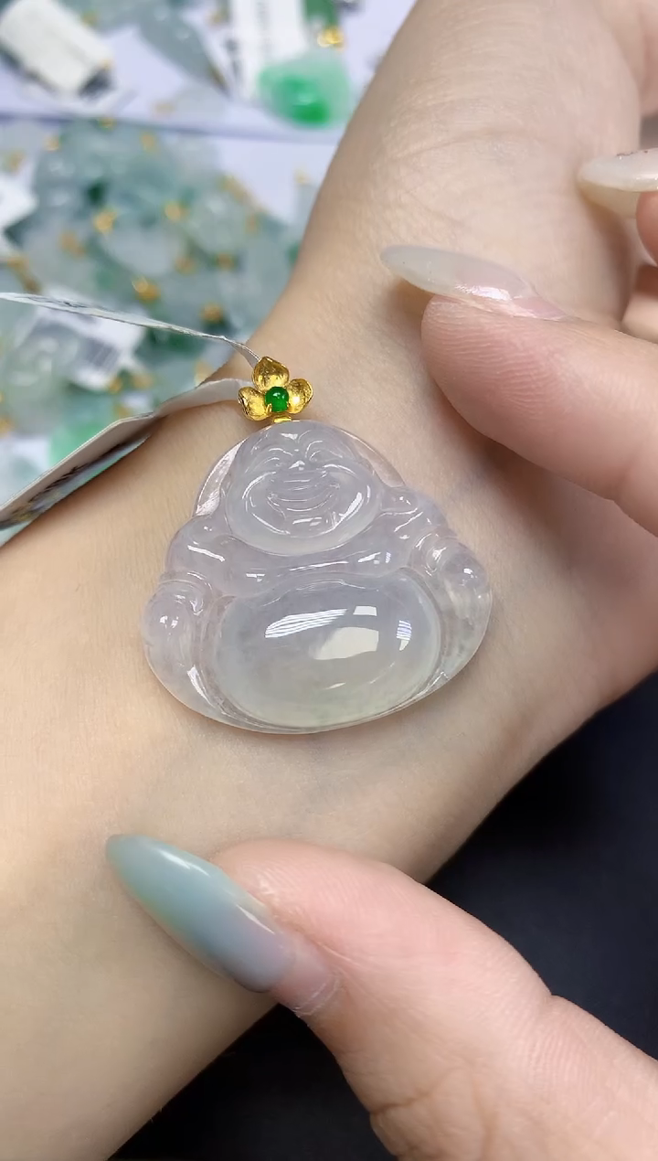 翡翠18K金镶嵌颈饰天然缅甸翡翠A货百元以上9元证书费自理