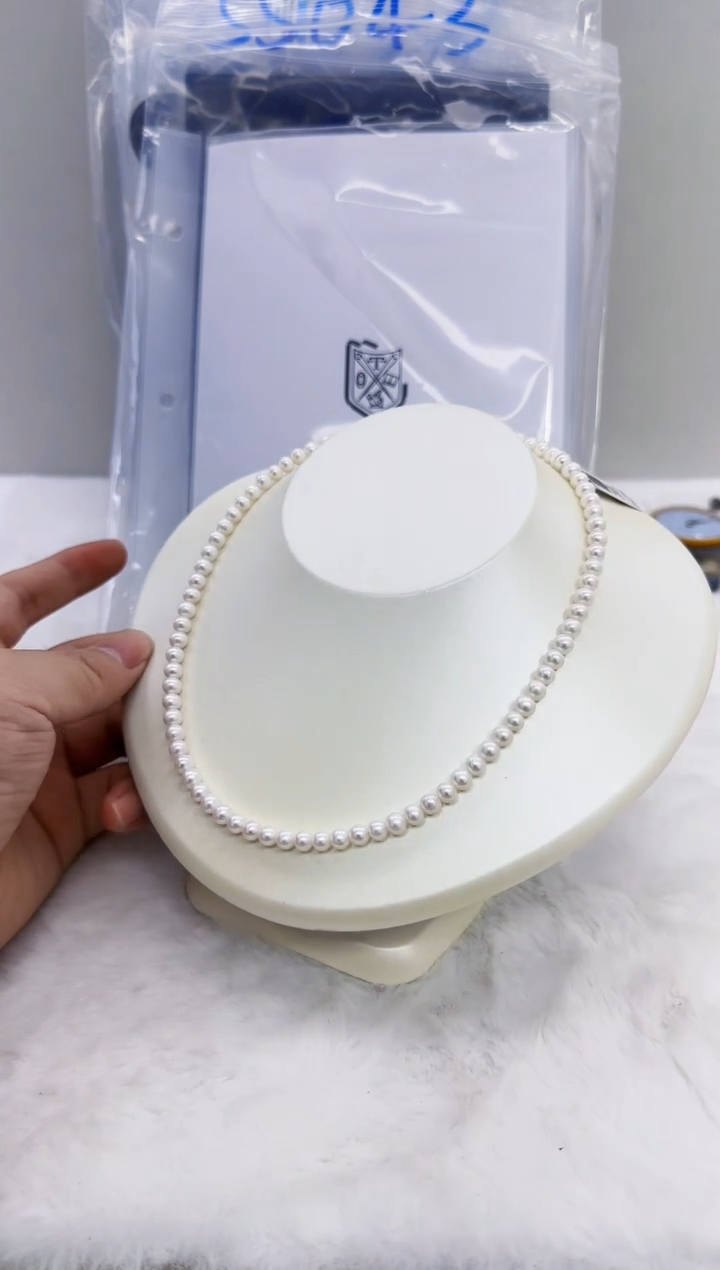 未镶嵌淡水珍珠DA珍珠项链带大证 ss145