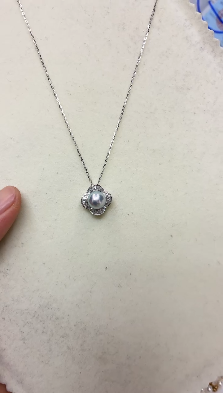 银S925镶嵌DA海水珍珠吊坠8-9 y1212