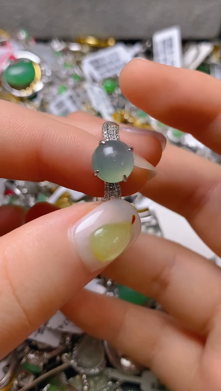 银S925镶嵌戒指翡翠百内无证书