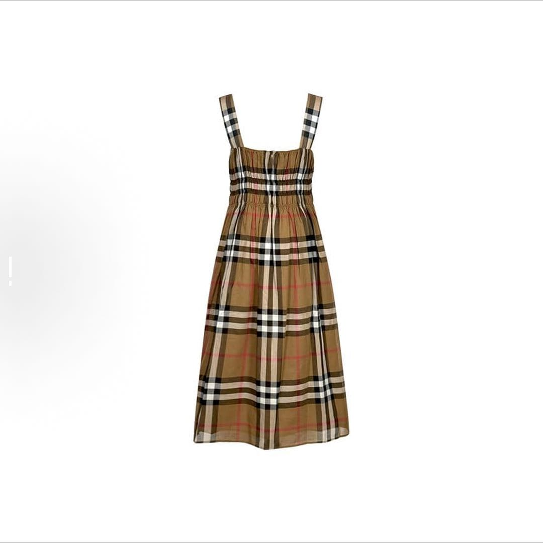 未使用 BURBERRY/博柏利 经典格纹拉链短袖长裙 wyj