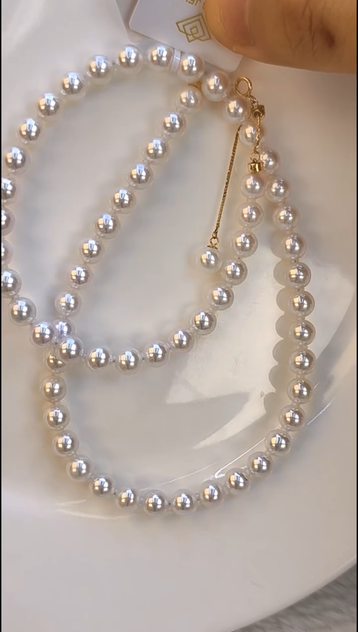 项链18K金镶嵌淡水珍珠6-7