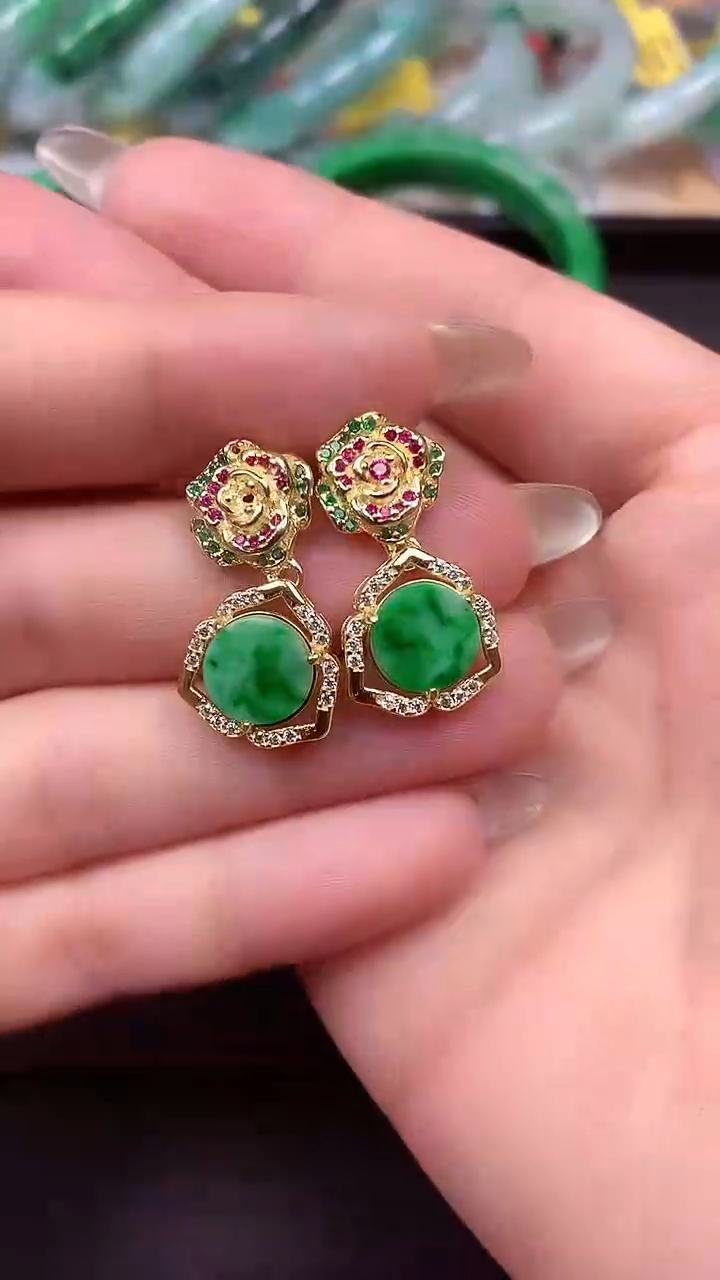 【闪购商品】翡翠耳饰银S925镶嵌 耳饰