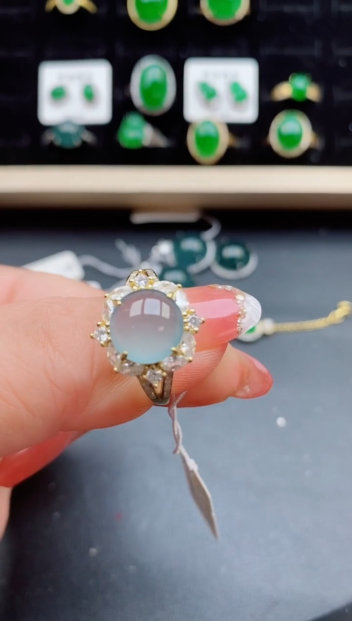 【闪购商品】翡翠戒指银S925镶嵌12121