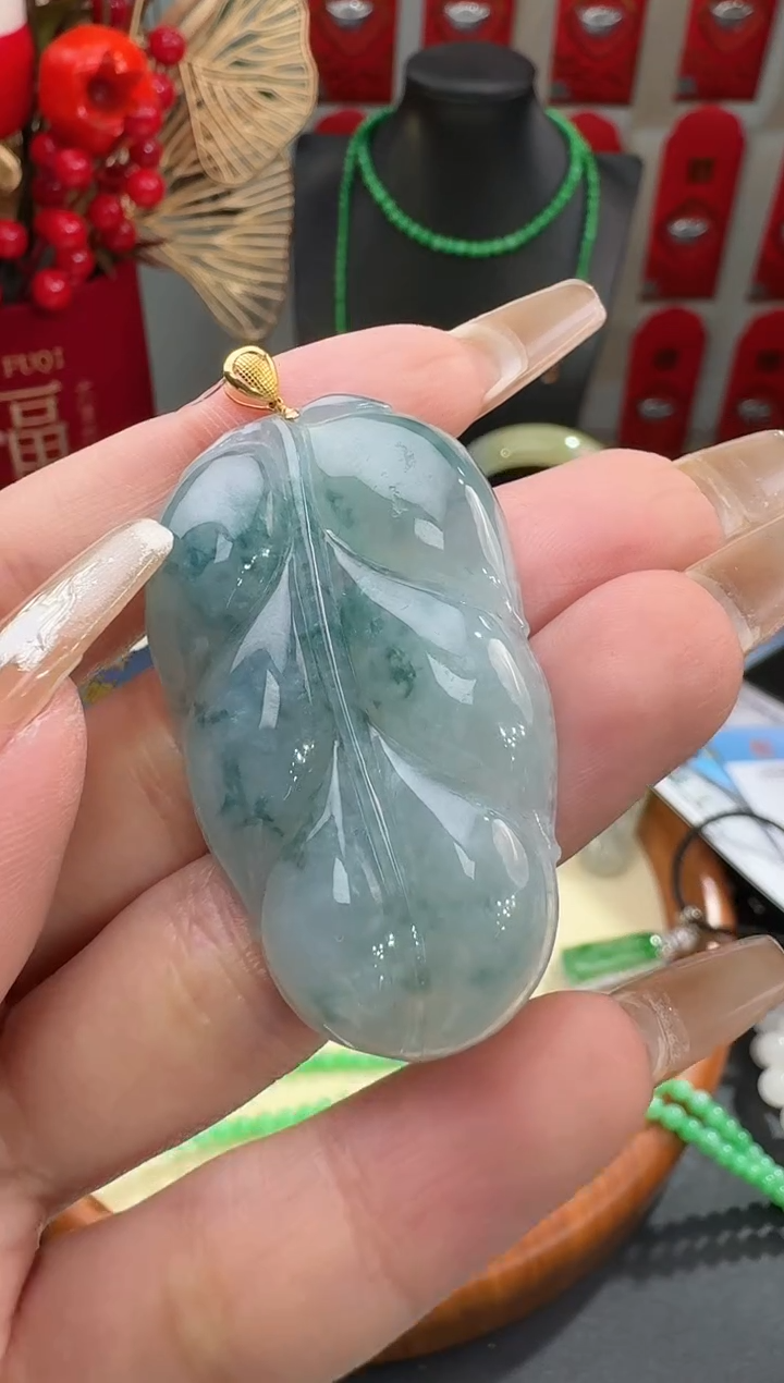 【闪购商品】翡翠颈饰18K金镶嵌挂件