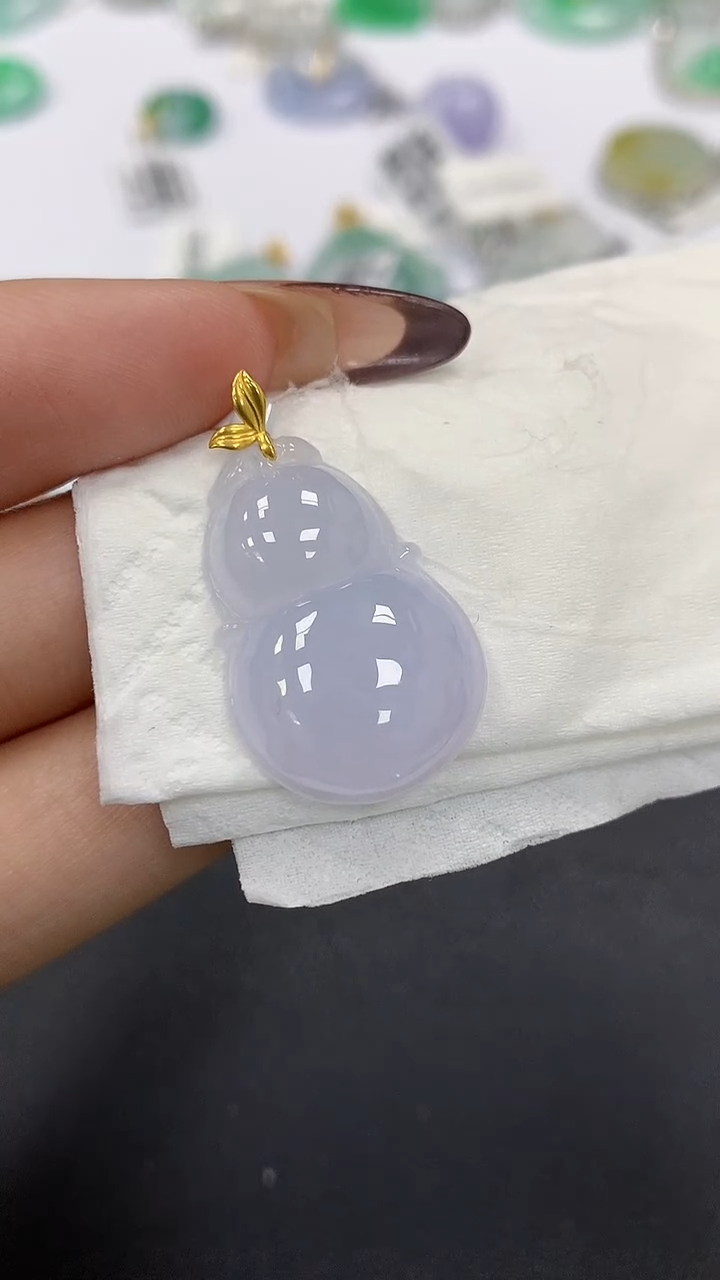 颈饰18K金镶嵌翡翠a货假一赔三支持复检百元上9元证书费自理