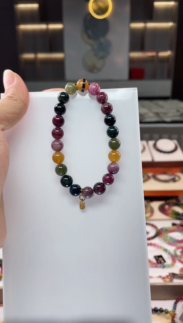 未镶嵌老矿碧玺单圈手串8mm+碧玺（多样性发一条）Q